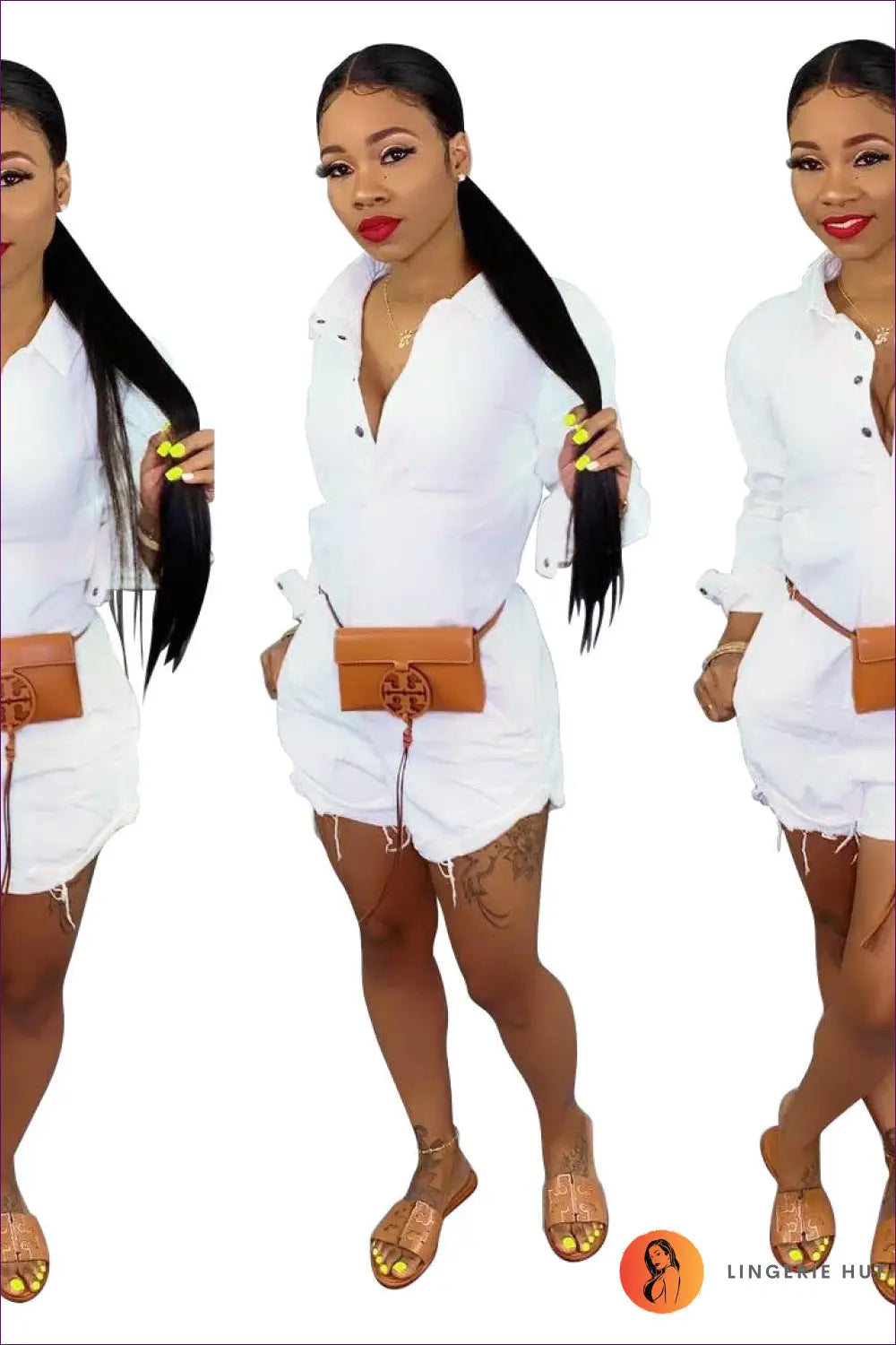 Denim Romper Mini Playsuit - Effortless Style for Day or Night - s / White1 - Outfit Sets - Lingerie Hut - All Season