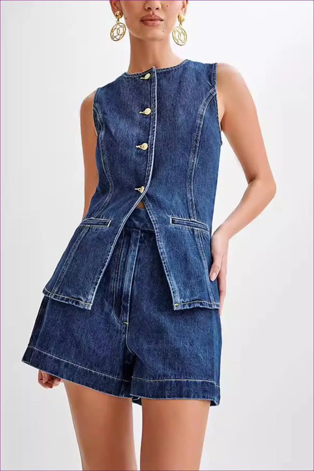 Denim Shorts Co Ord Set - Effortless Summer Cool