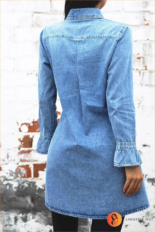Denim Button Front Dress With Pockets - Effortless Everyday Style