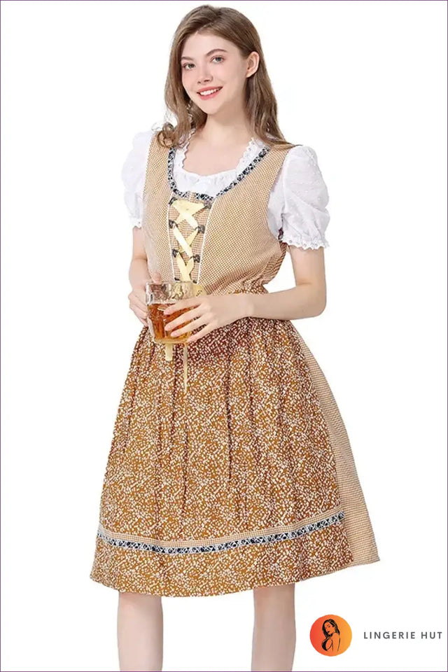 Dirndl Costume with Lace-Up Bodice - Bavarian Party Mood