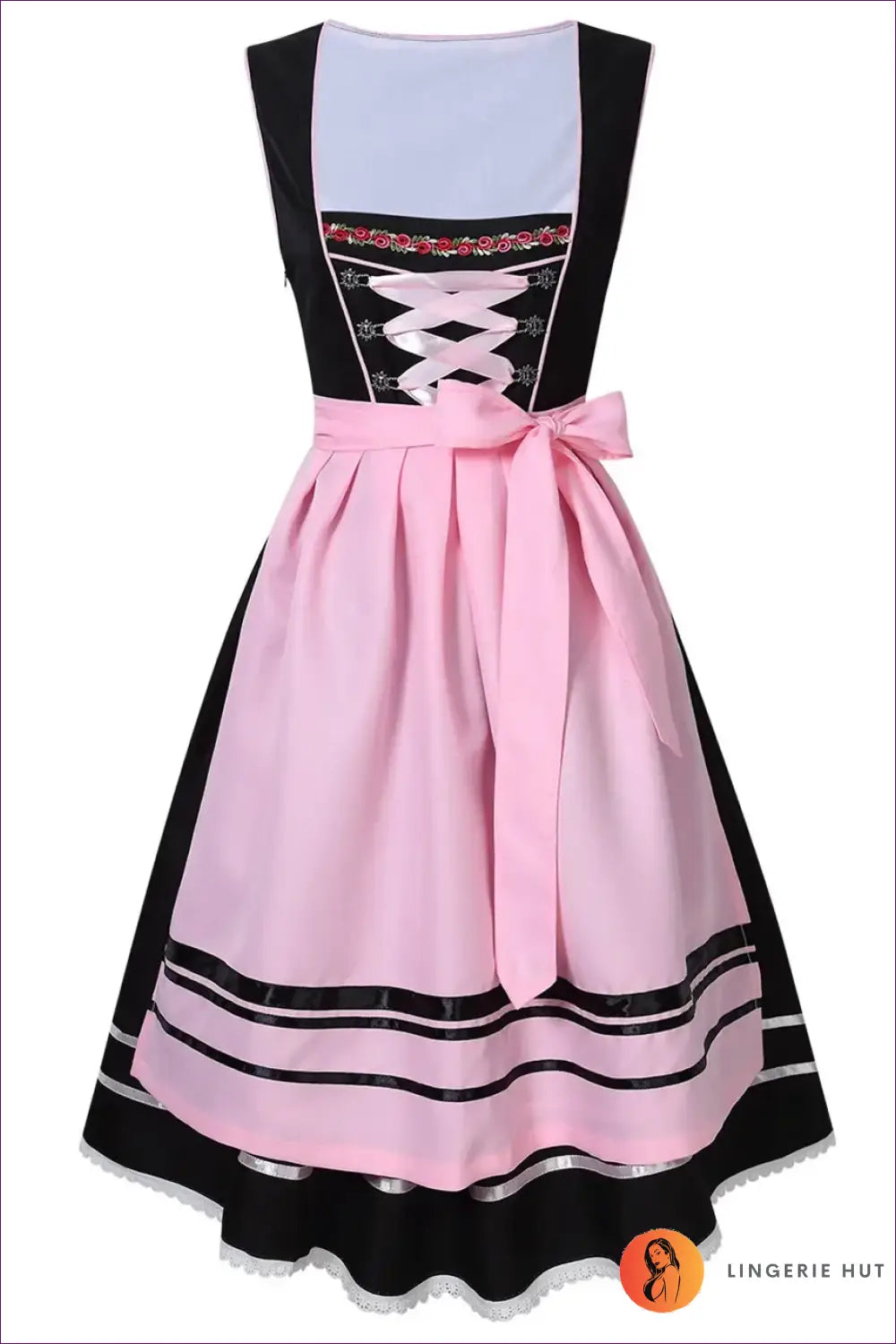 Dirndl Costume with Lace-up Bodice - Soft Festival Mood - Pink / s - Halloween • just in • Maid • Oktoberfest