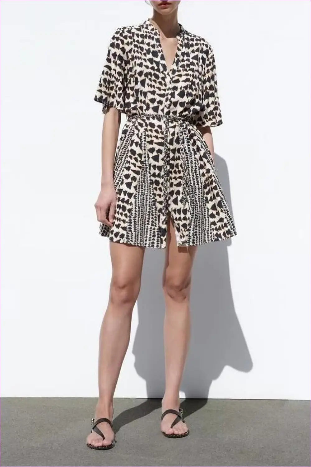 Double-breasted Printed A-line Dress - Effortless Elegance - Dresses - Lingerie Hut - All Season • Casual • Evening Wear