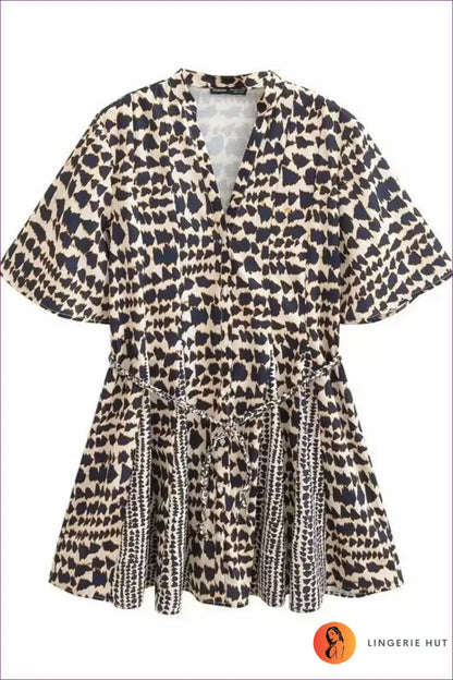 Double-breasted Printed A-line Dress - Effortless Elegance - Xs / Multi - Dresses - Lingerie Hut - All Season • Casual