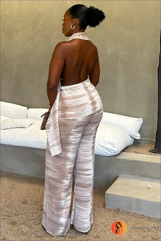 Draped Halter Jumpsuit - Effortless Elegance for any Occasion - Dresses - Lingerie Hut - All Season • Backless • Casual