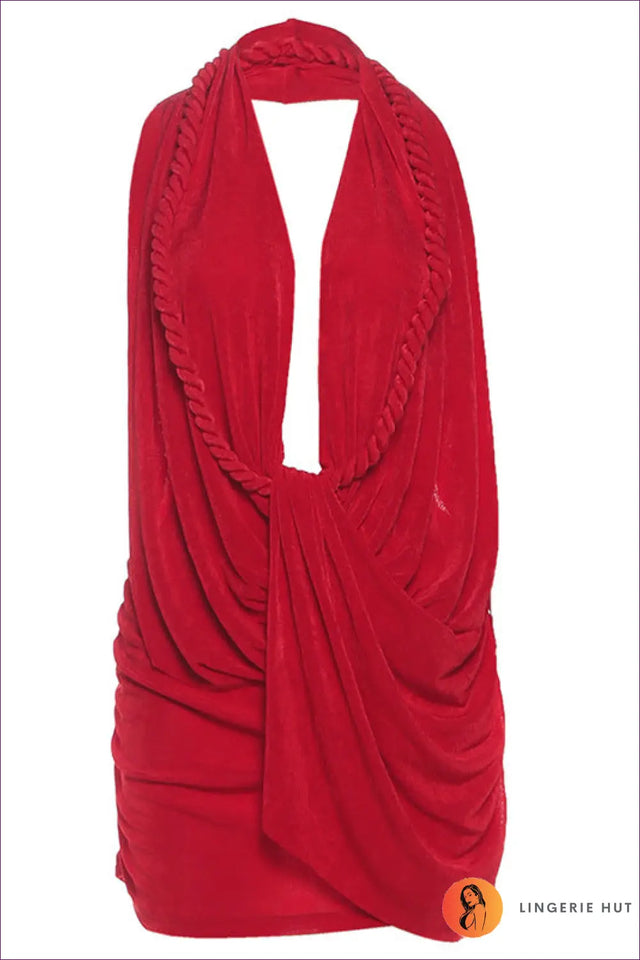 Draped Plunge Mini Dress - Not Your Basic Party Statement