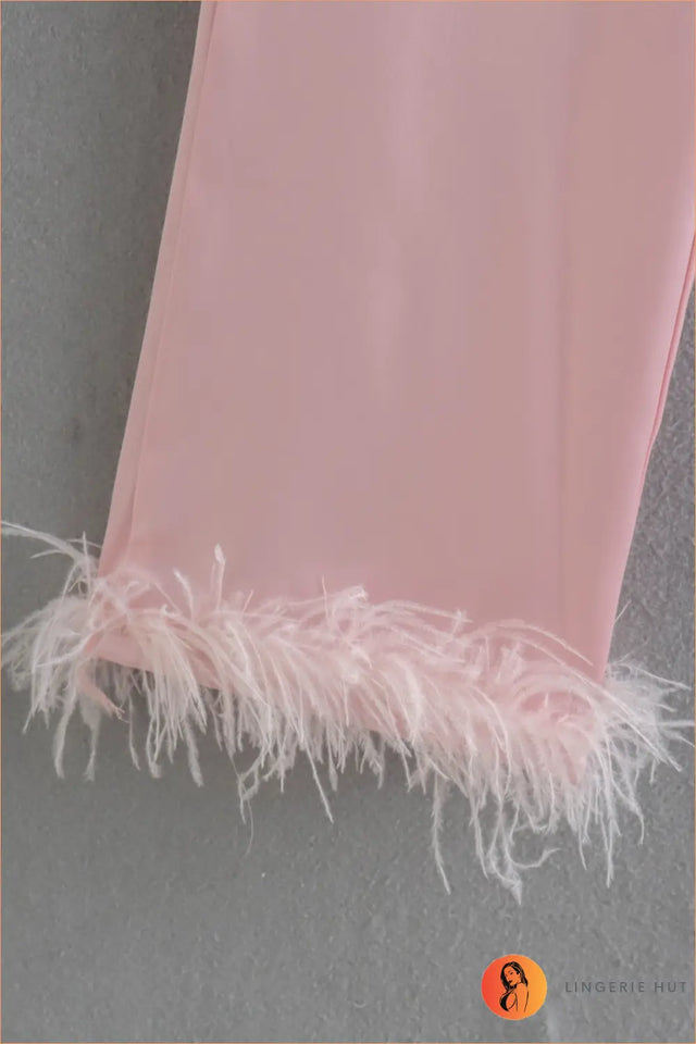 Lace-Up Feather Pyjama Set - Luxe Nights In