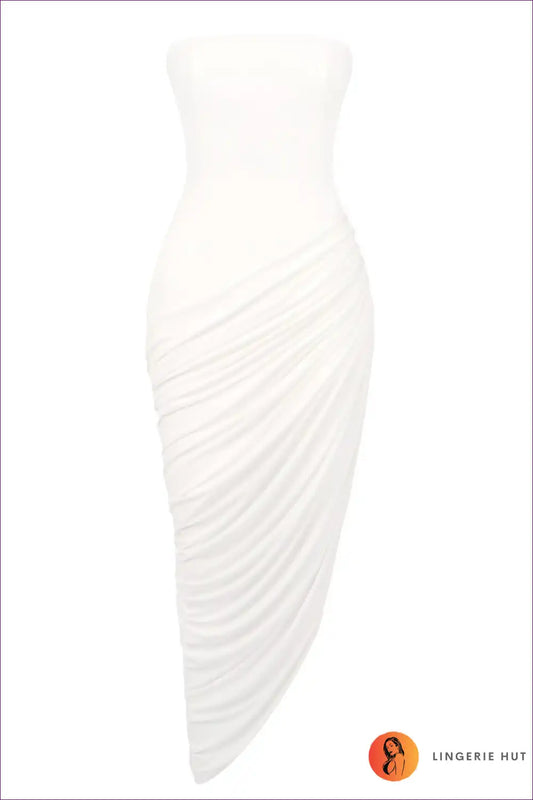 Dress with Asymmetric Drape - Modern Goddess for All Season, Cutout, Date Night, Dress, Evening Wear
