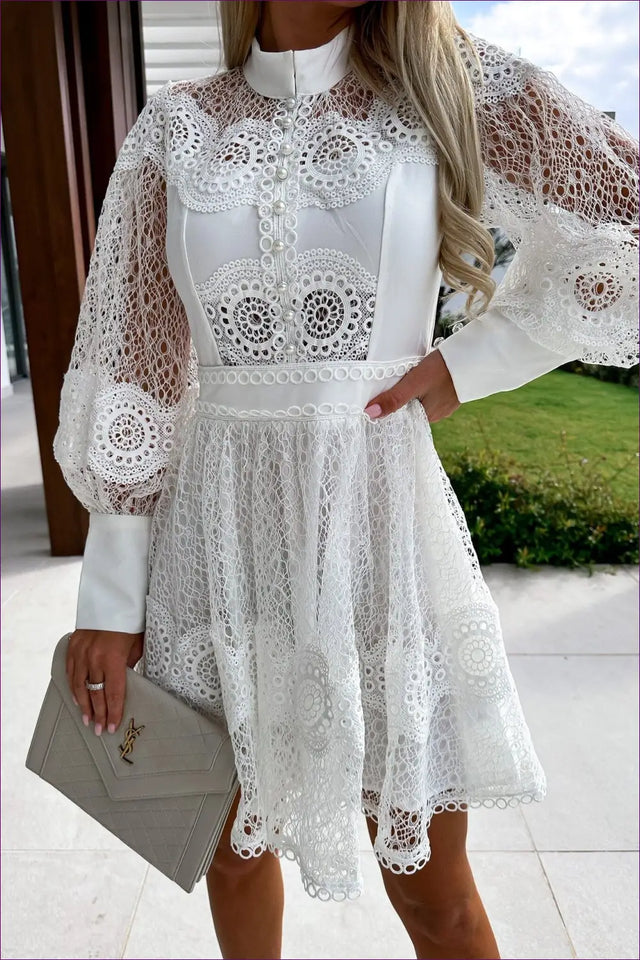 Eyelet Lace A-Line Dress - Effortless Occasion Romance