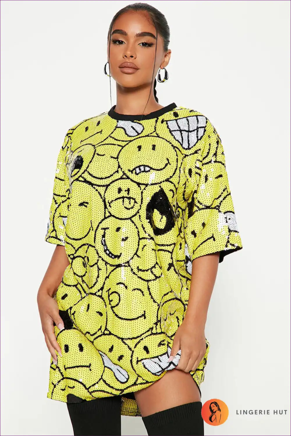 Dress with Graphic Sequins - Playful Nights for All Season, Casual, Clubwear, Dress, Evening Wear