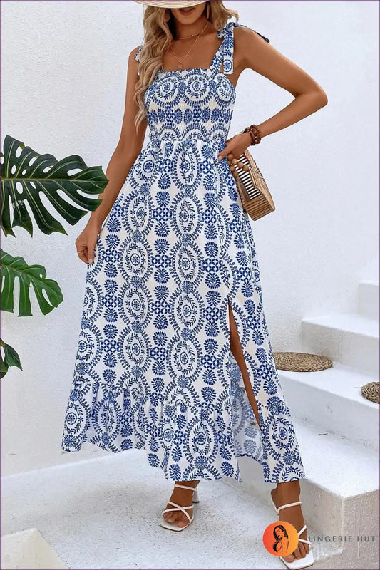 Dress with Paisley Print - Bohemian Garden Party for A-line, Boho, Casual, Cutout,