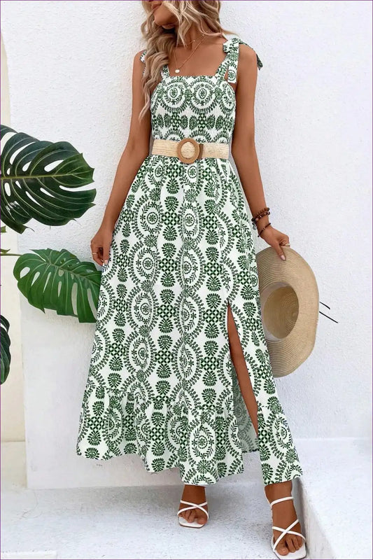 Dress with Paisley Print - Bohemian Garden Party for A-line, Boho, Casual, Cutout,