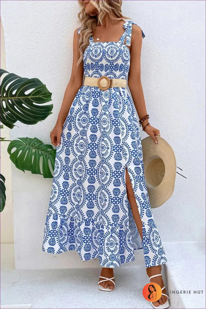 Dress with Paisley Print - Bohemian Garden Party for A-line, Boho, Casual, Cutout,