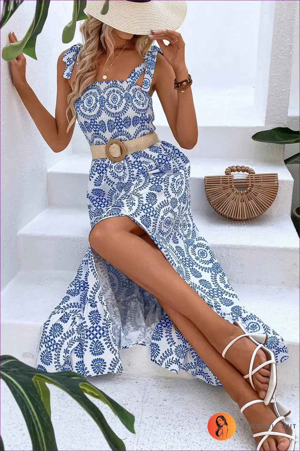 Dress with Paisley Print - Bohemian Garden Party for A-line, Boho, Casual, Cutout,