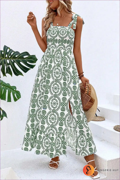 Dress with Paisley Print - Bohemian Garden Party for A-line, Boho, Casual, Cutout,