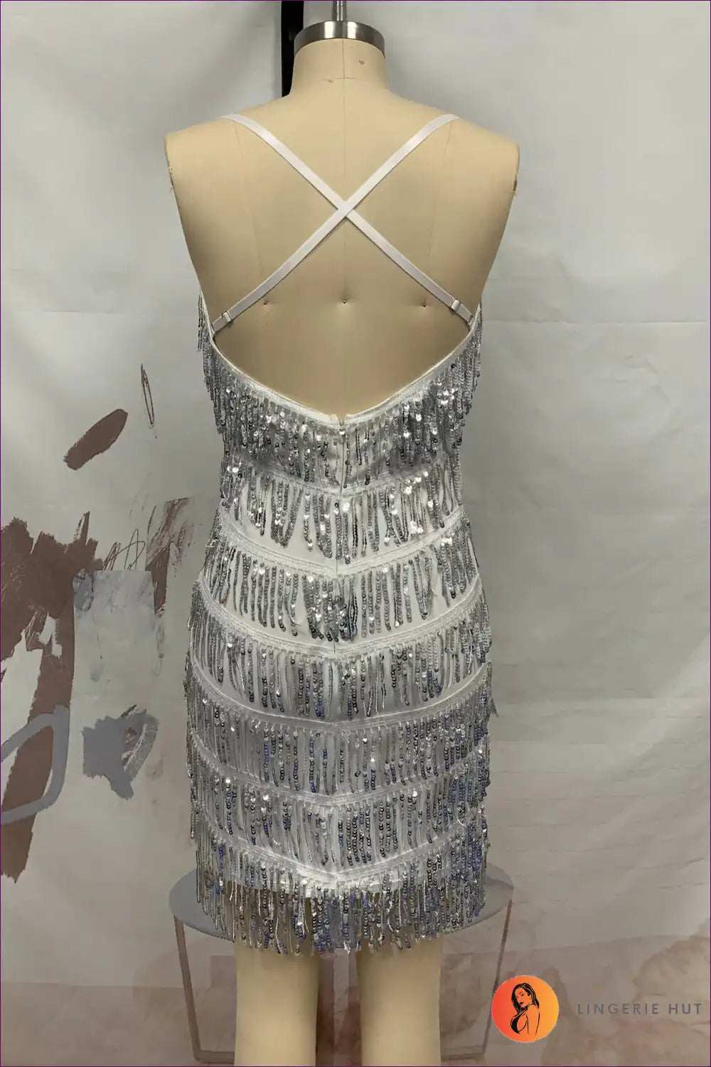 Dress with Tiered Fringe - Festival Glamour for Boho, Clubwear, Cutout, Dress,