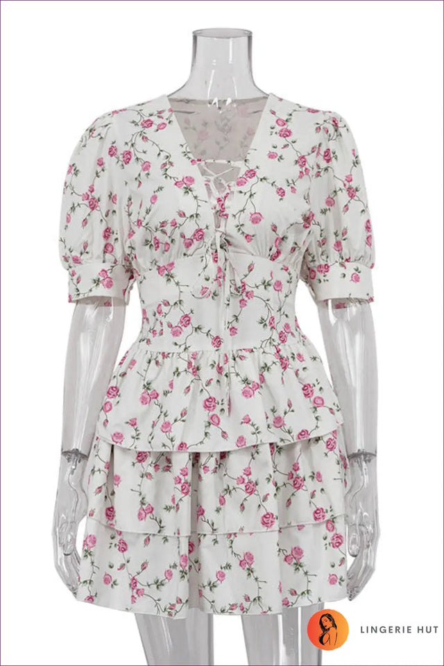 Tiered Ruffle Mini Dress - Garden Party Romance