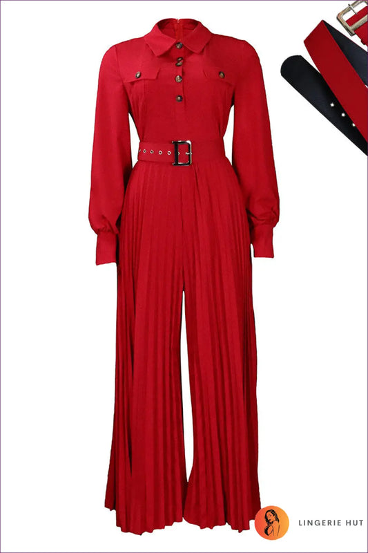 Elegant Belted co Ord Set - Effortless All-day Chic - s / Red - Clothing - Lingerie Hut - Autumn • Casual • Everyday