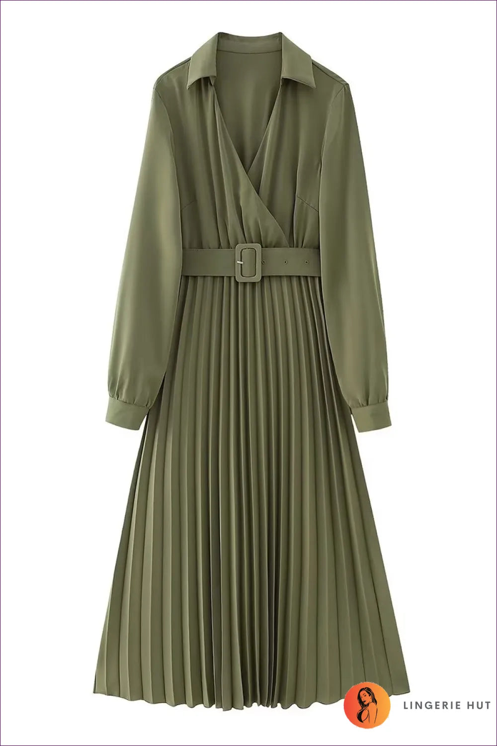 Elegant Belted Pleated Dress | Timeless Office Style