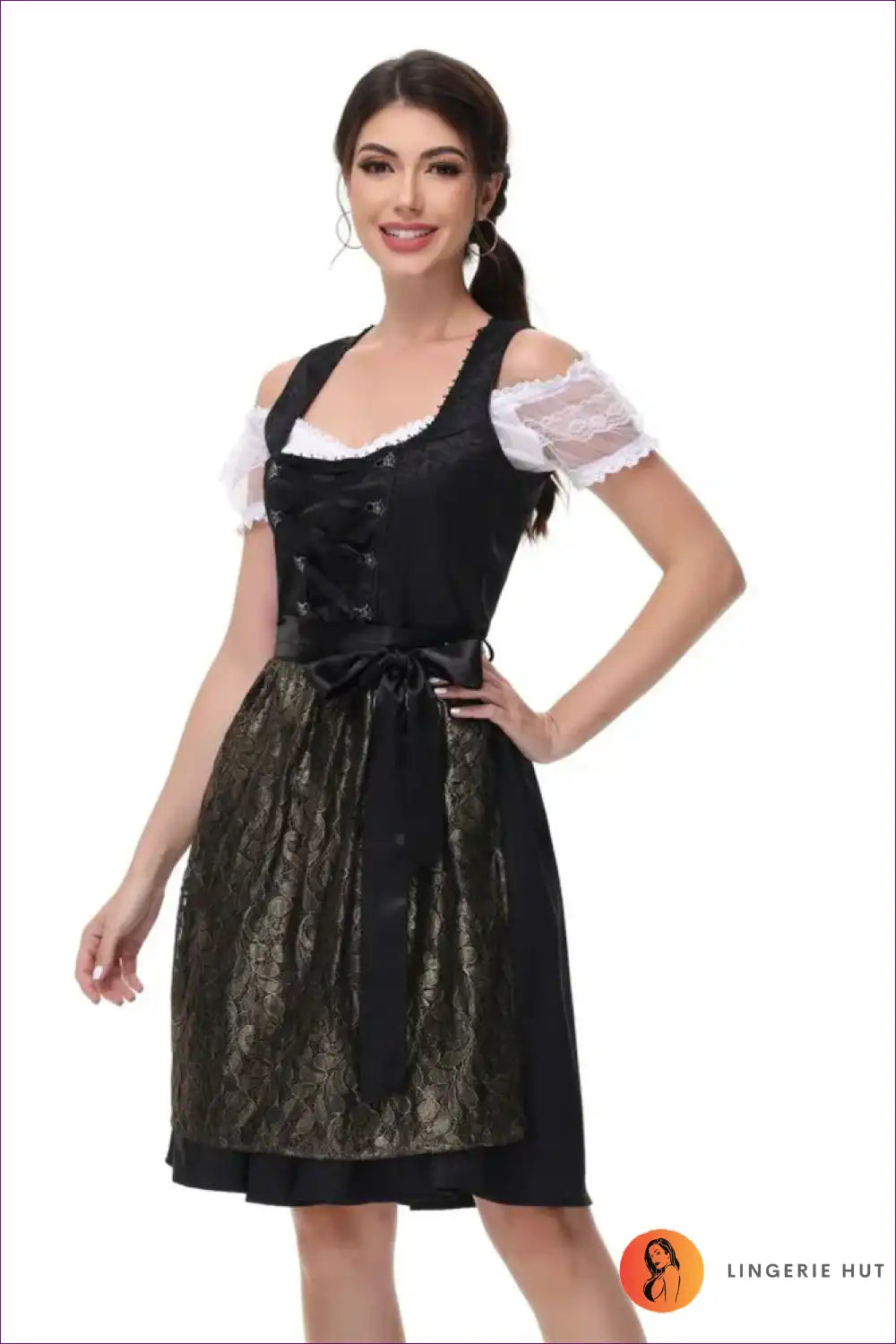 Elegant Black & Gold Dirndl Dress - Bavarian Luxe ?? for Costume, Oktoberfest