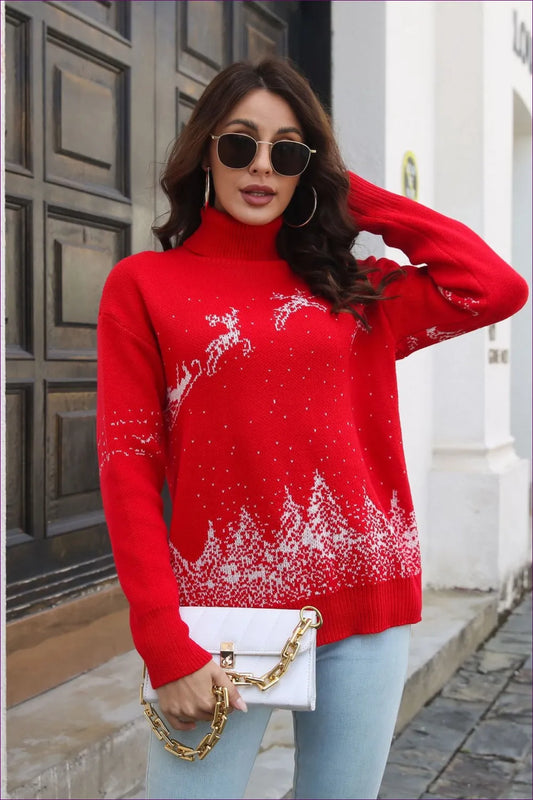 Elevate Your Holiday Style With Lingerie Hut’s Elegant Christmas Turtleneck Sweater. Limited Edition—order