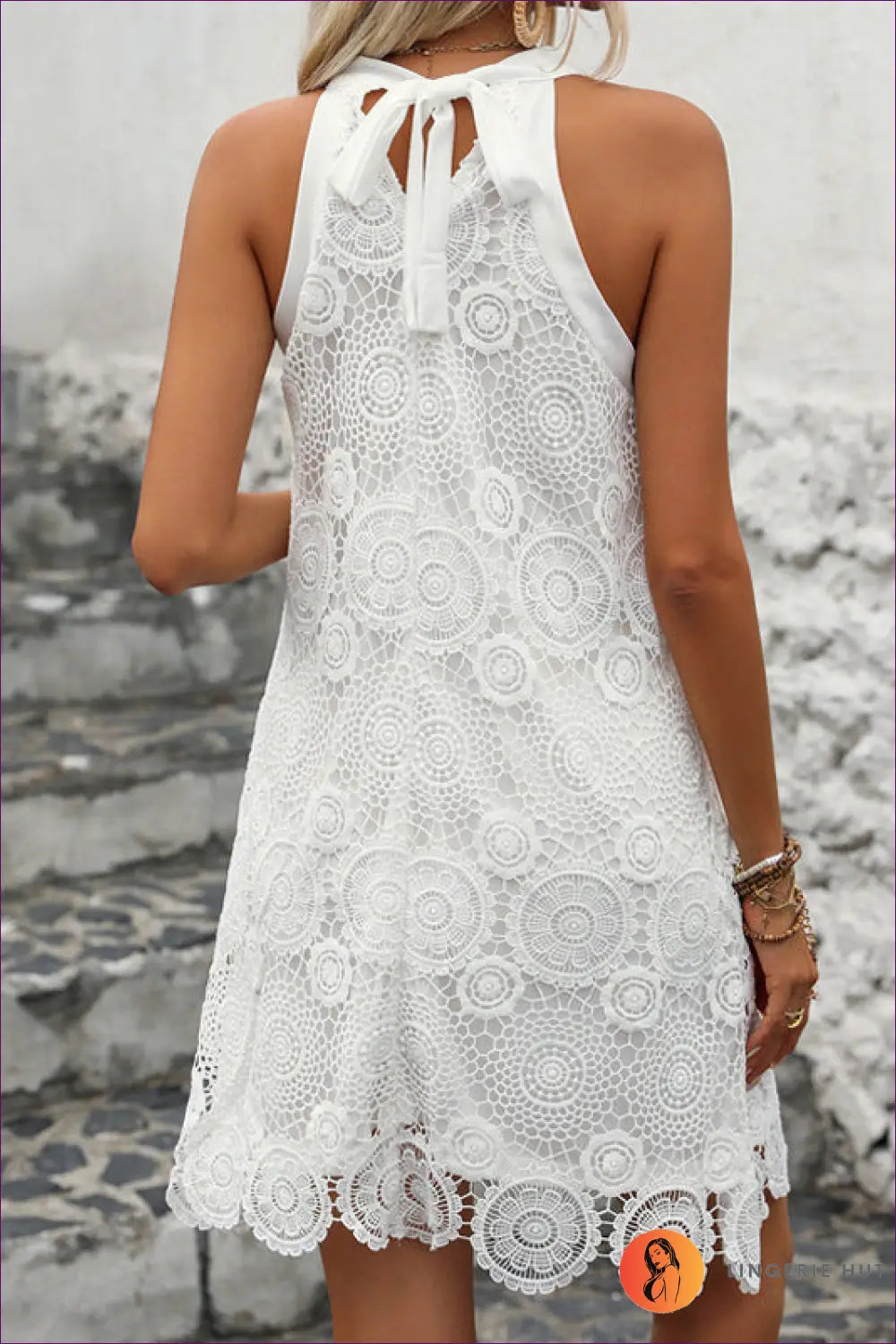 Elegant Cutout Tie-neck Dress - Summer Chic For x