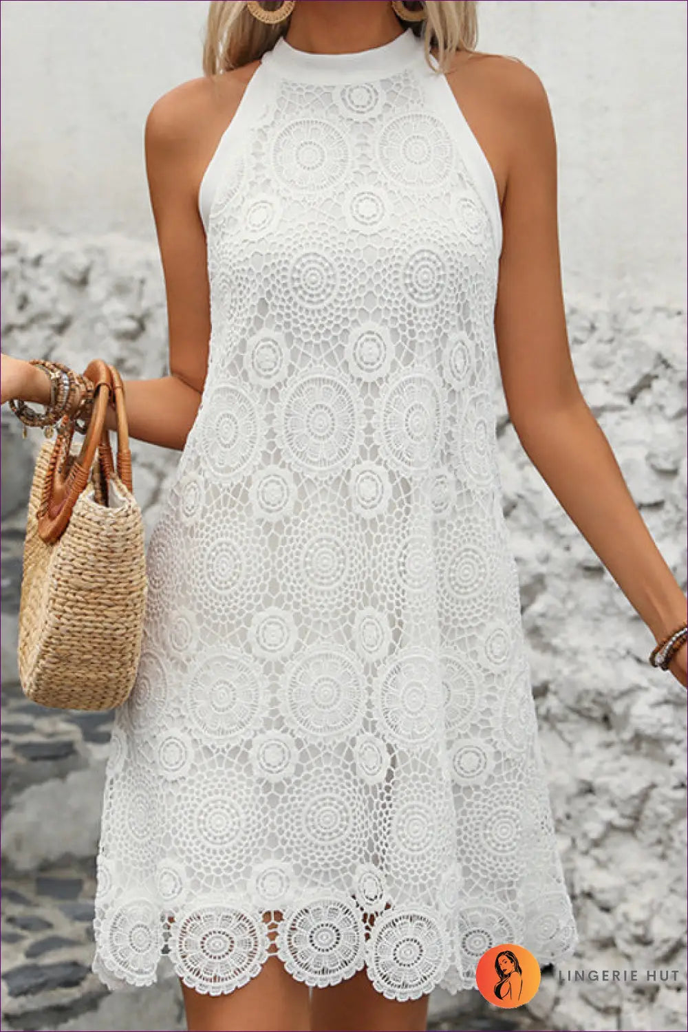 Elegant Cutout Tie-neck Dress - Summer Chic For x