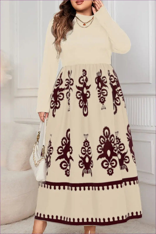 Elegant Embroidered Maxi Dress - Cozy Winter Chic for a Line, Boho, Casual, Dress,