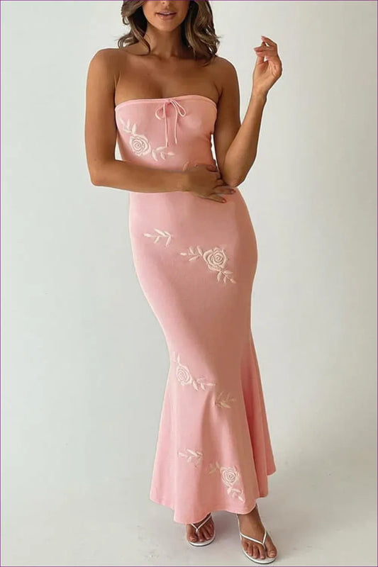 Elegant Floral Embroidered Maxi Dress - Timeless Sophistication For Dress,