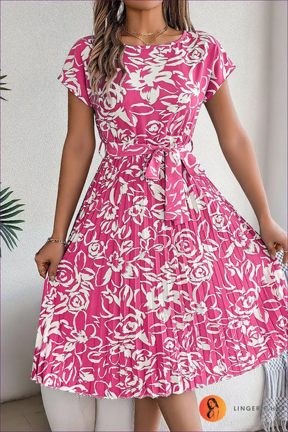 Elegant Floral Pleated Dress - Embrace Summer Elegance For x