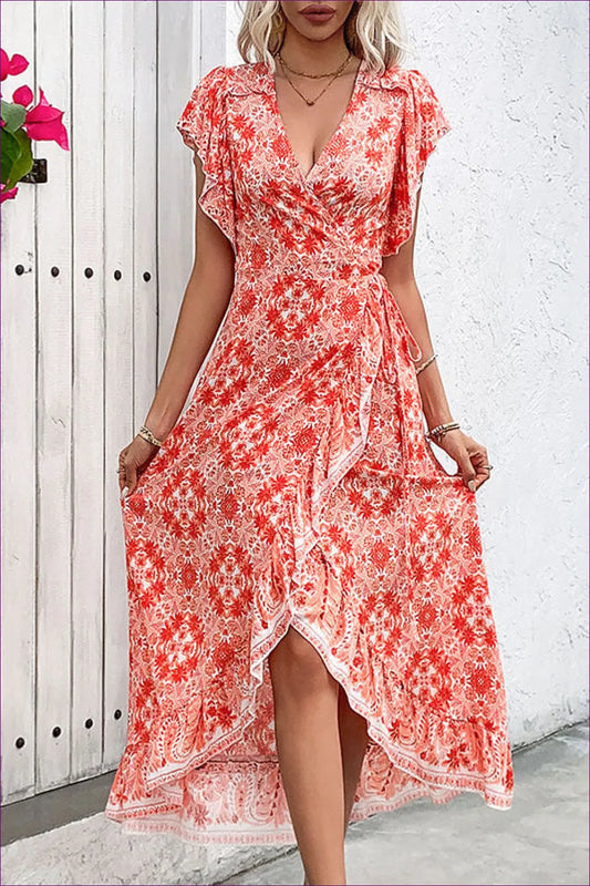 Elegant Floral Split Maxi Dress - Boho & Vacation For x