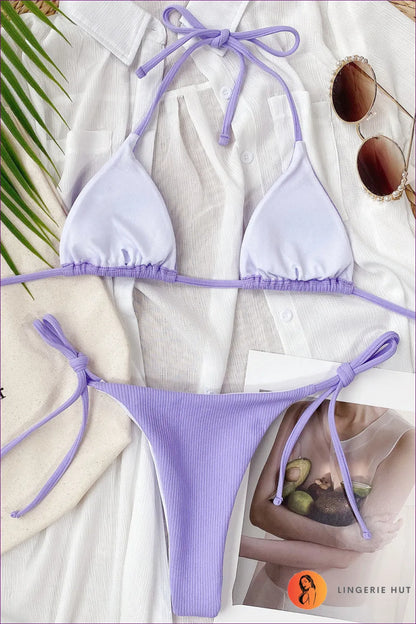 Flaunt Your Curves With Our Elegant Halter Triangle Bikini. Flirty Cups, Stylish Ties. Secure Summer Glamour