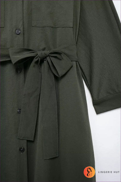 Elegant Khaki Maxi Wrap Dress - Effortless Style Meets Comfort for a Line, Casual, Cotton, Dress, Everyday