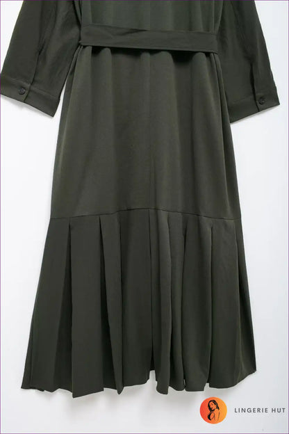 Elegant Khaki Maxi Wrap Dress - Effortless Style Meets Comfort for a Line, Casual, Cotton, Dress, Everyday