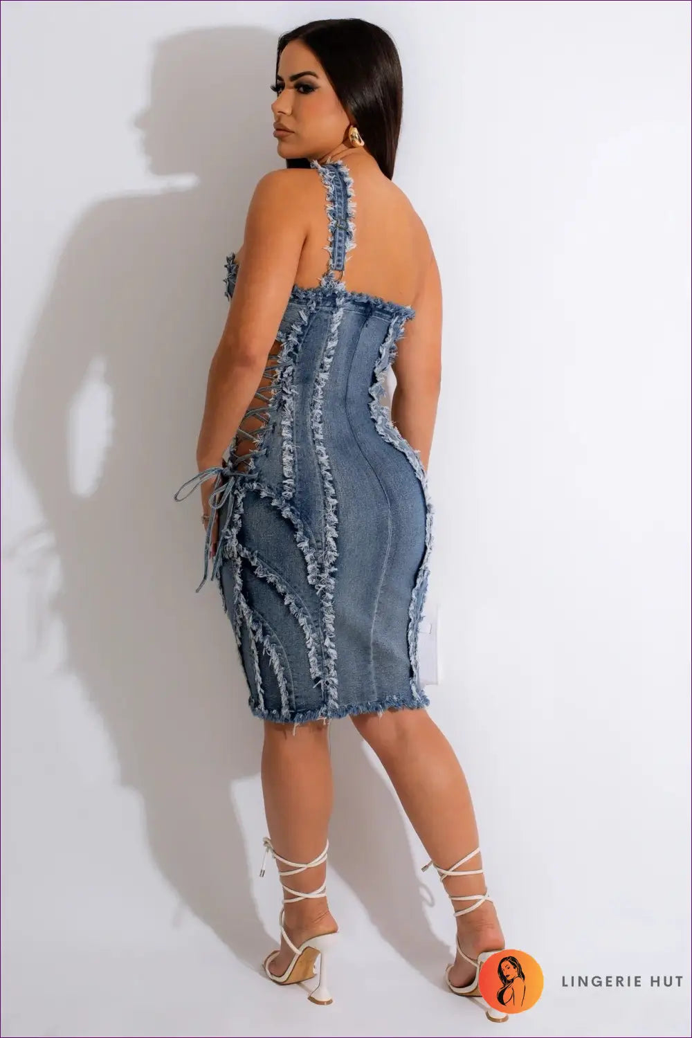 Elegant One-shoulder Denim Dress – Summer Sensation For x