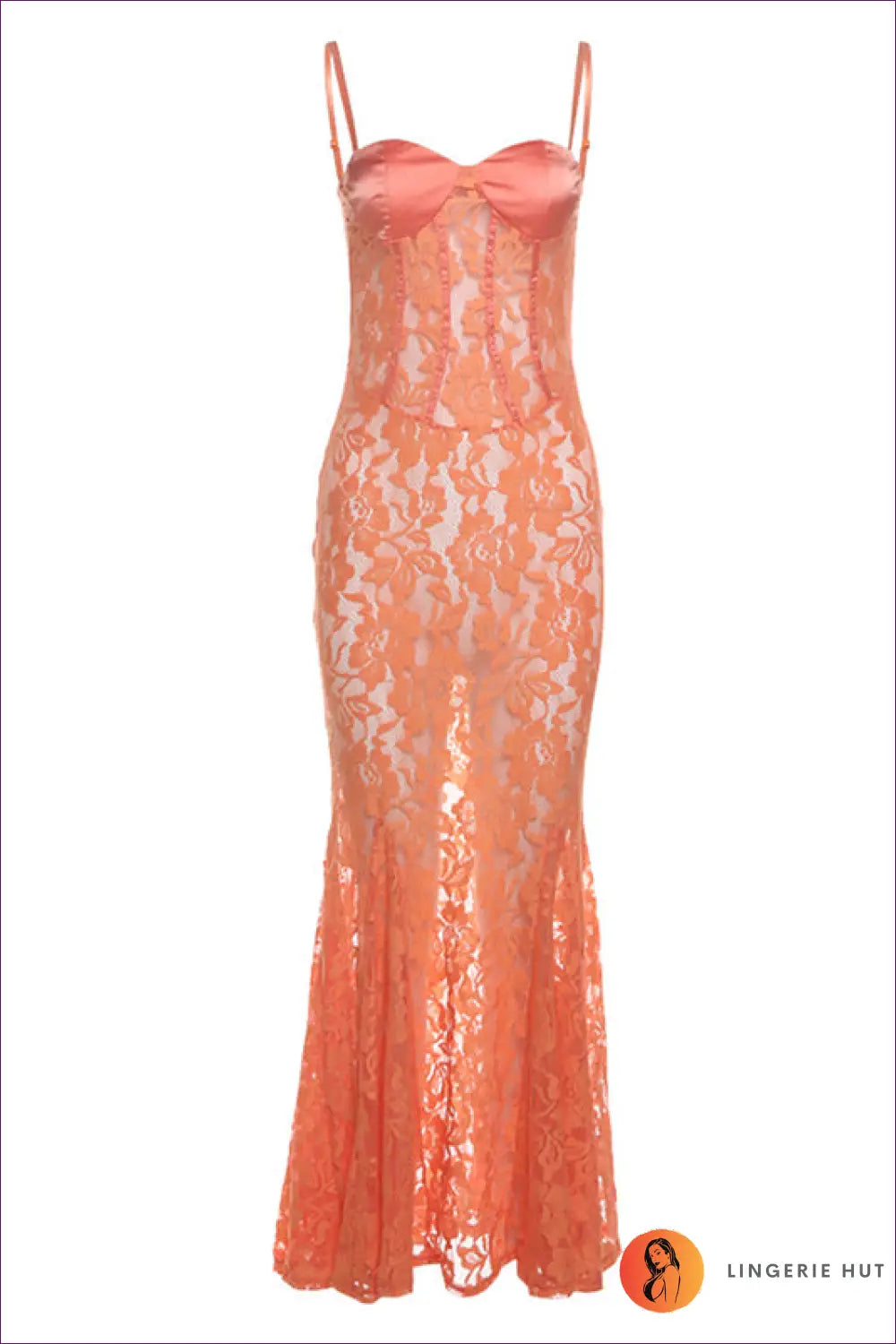 Elegant Orange Lace Mermaid Dress ?? Sunset Glam for Dress, Glamour, Lace, Maxi,