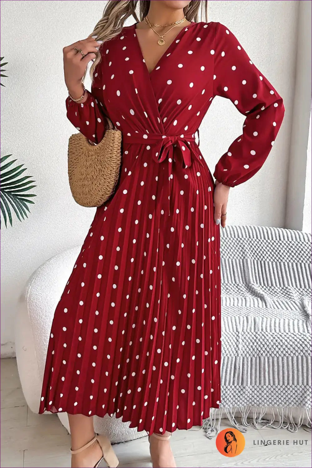 Elegant Polka Dot Maxi Dress - Ultimate Spring/fall Essential For Dress, Everyday, Maxi, Modest