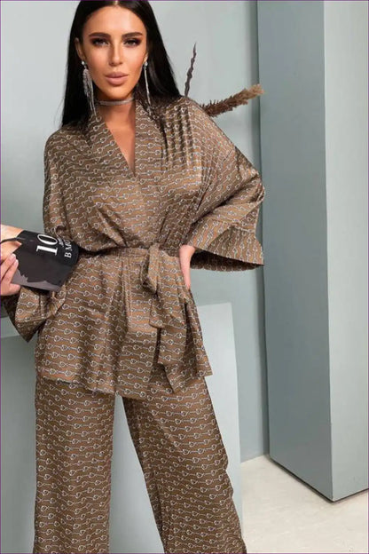 Elevate Your Nighttime Luxury With Our Elegant Printed Satin Pyjama Set. Smooth Satin, Exquisite Print,