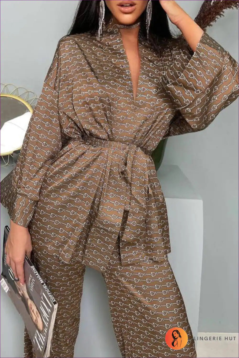 Elevate Your Nighttime Luxury With Our Elegant Printed Satin Pyjama Set. Smooth Satin, Exquisite Print,