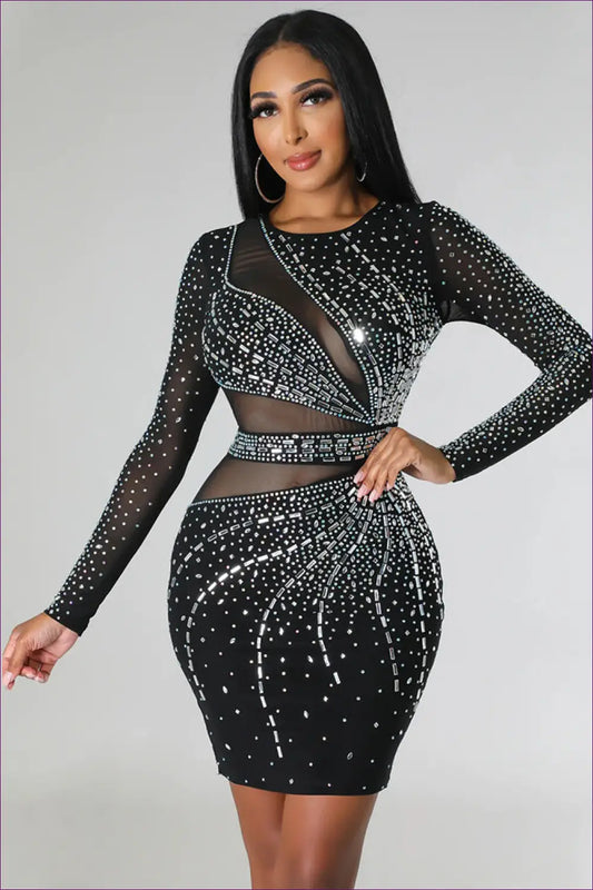 Elevate Your Charm With Our Elegant Rhinestone Sheath A-line Dress. This Dress Exudes Sophistication