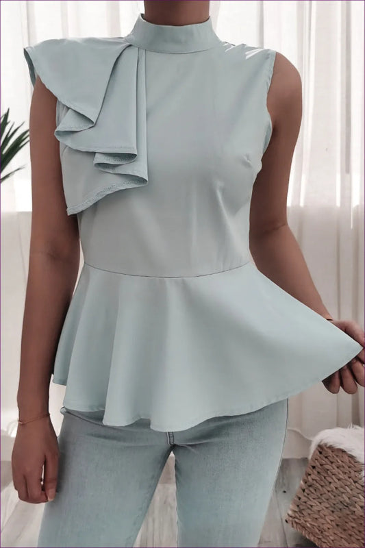 Lingerie Hut’s Elegant Ruffle Asymmetric Blouse Delivers Laidback Sophistication With Its Breezy Polyester