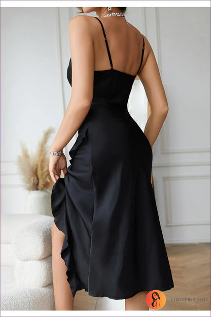 Elegant Satin Asymmetrical Dress - Luxe Allure