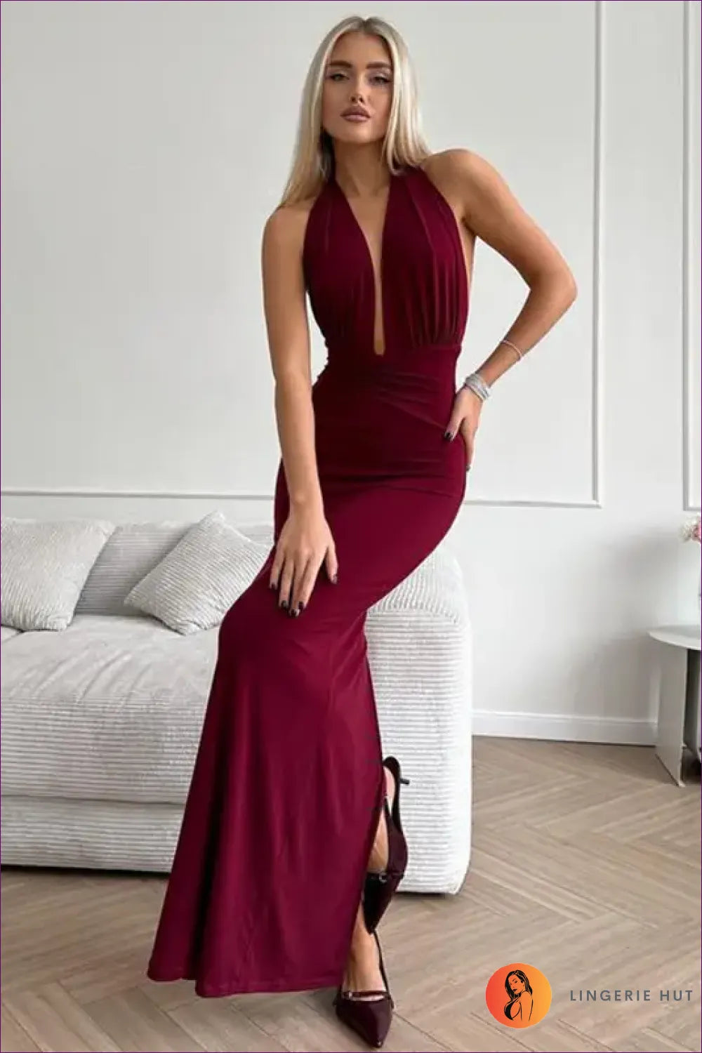 Elegant V-neck Backless Dress – Sexy Formal Style For Dress, Glamour, Maxi, Party, x