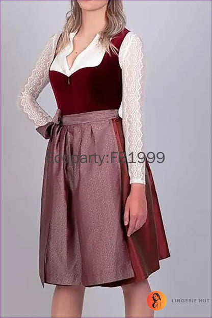 Elegant Velvet Dirndl Dress - Bavarian Luxe for Costume, Oktoberfest