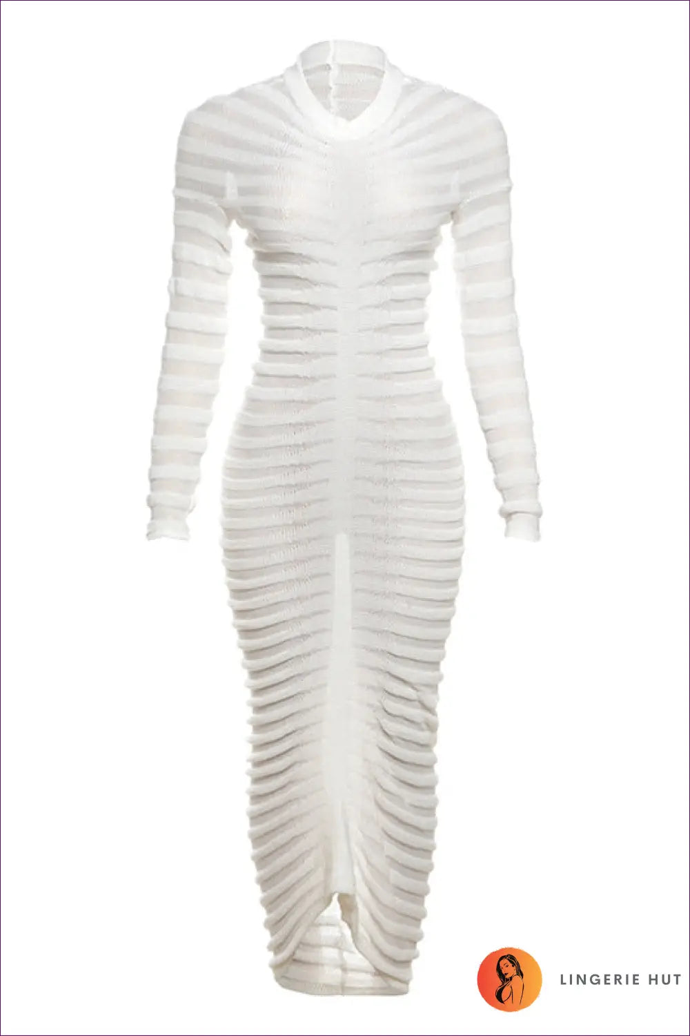 Elegant White Ribbed Bodycon Midi Dress - Sleek Sophistication for Bodycon, Bridal, Date Night, Dress, Glamour