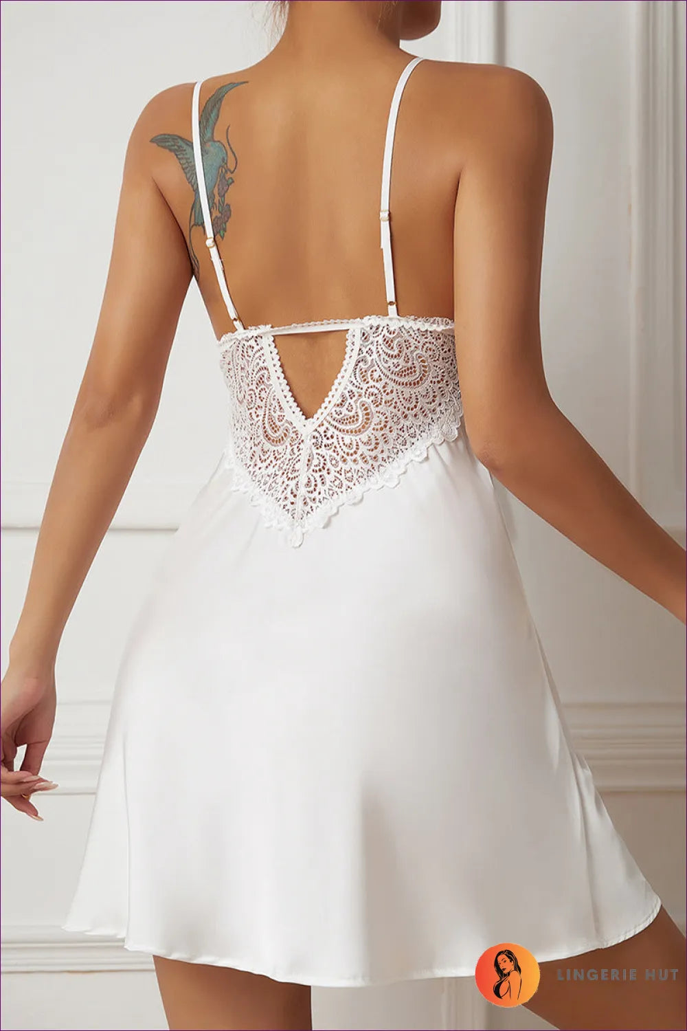 Elegant White Satin Slip Dress - Bridal Lingerie