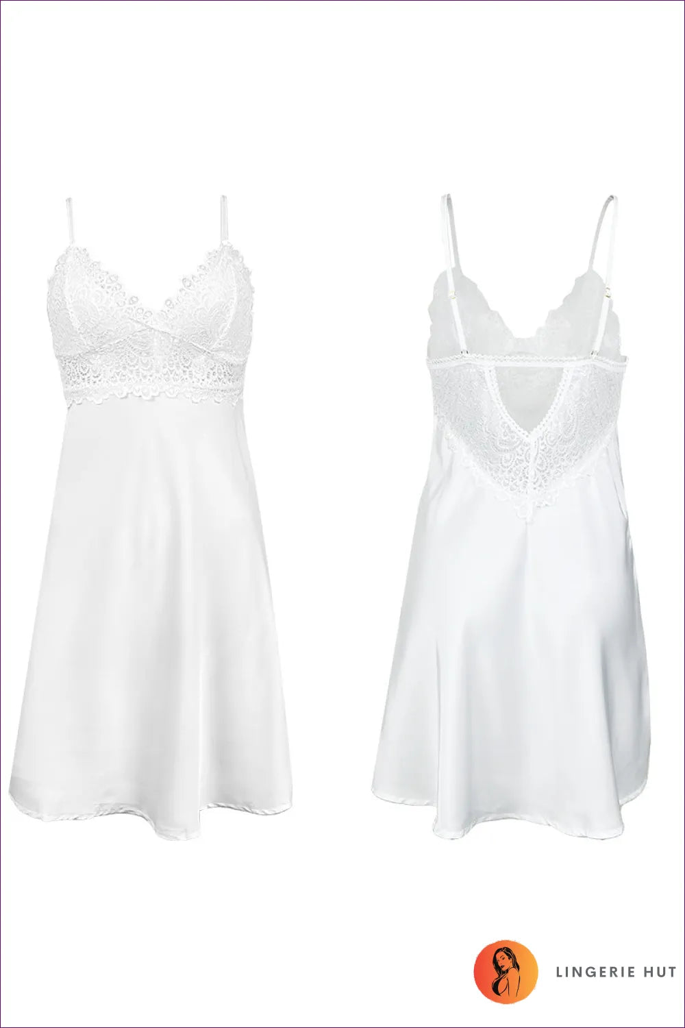 Elegant White Satin Slip Dress - Bridal Lingerie