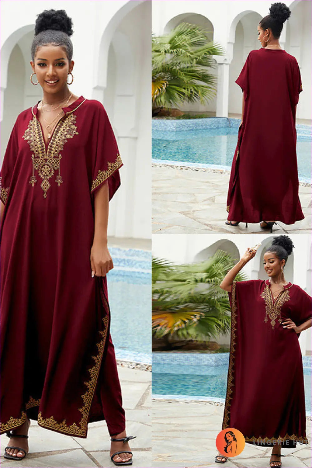 Embroidered Boho Maxi Dress - Effortless Summer Elegance - one Size / Red - Dresses - Lingerie Hut - A-line • Beachwear