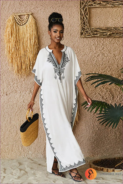 Embroidered Boho Maxi Dress - Effortless Summer Elegance - one Size / White - Dresses - Lingerie Hut - A-line
