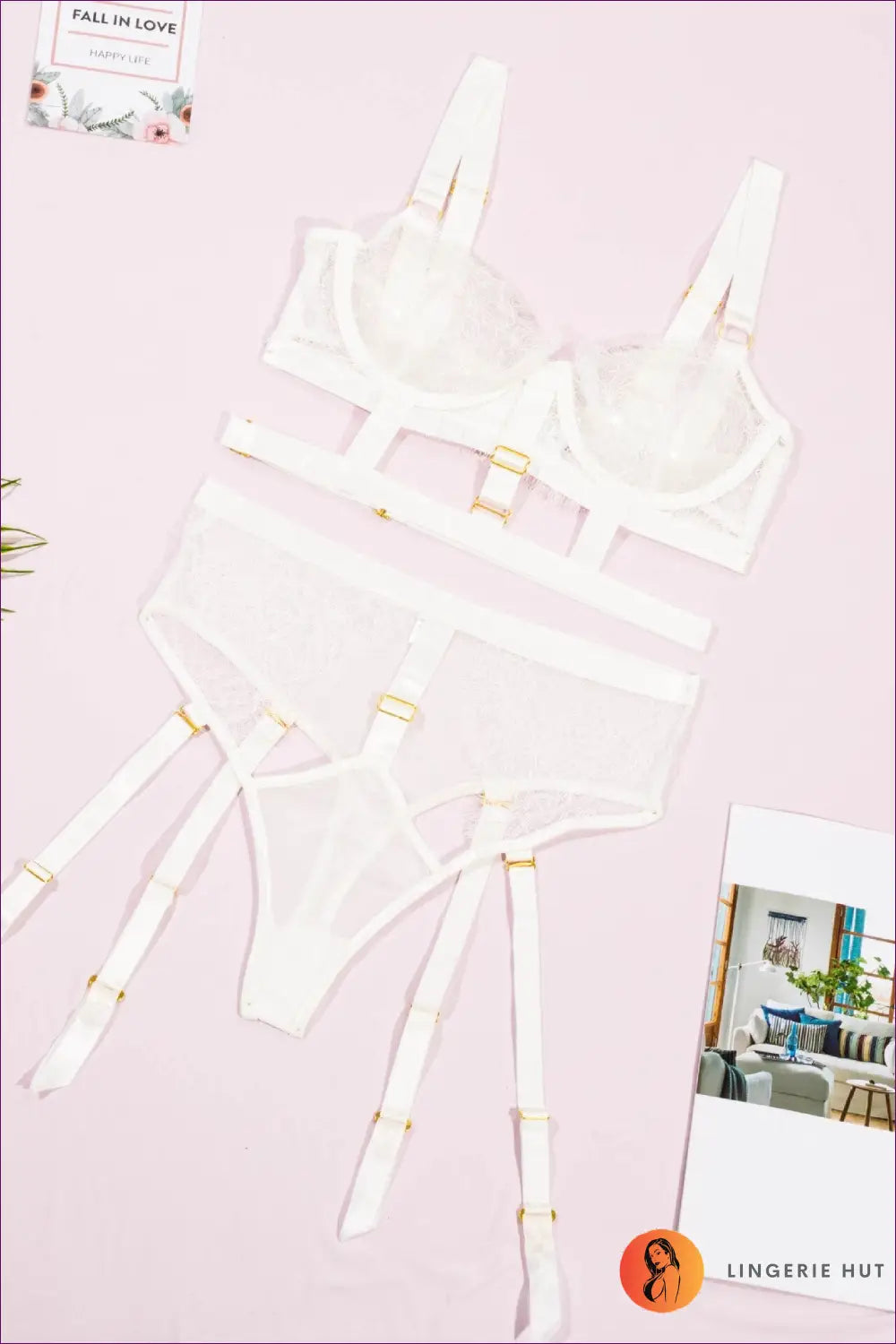 Embroidered Cutout Bra Set - Playful Allure for Luxe Nights - White / s - Lingerie - Hut - Adjustable Straps • All