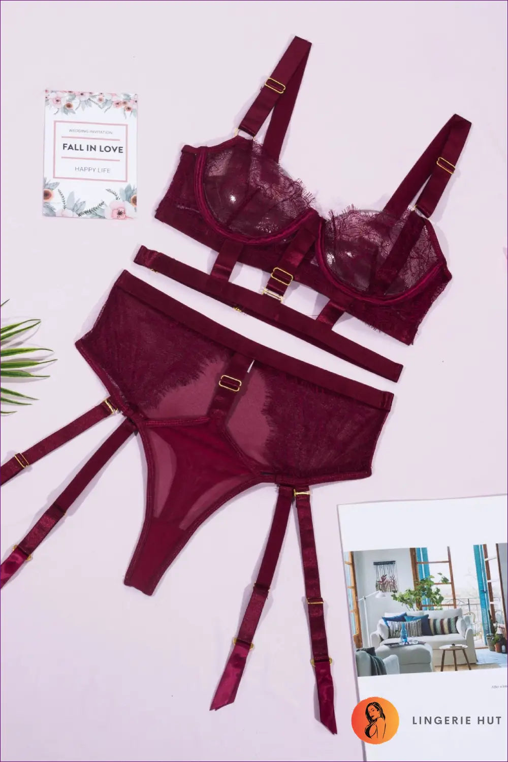 Embroidered Cutout Bra Set - Playful Allure for Luxe Nights - Red / s - Lingerie - Hut - Adjustable Straps • All Season